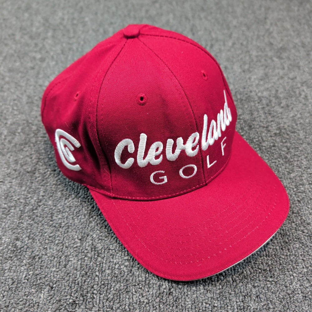Cleveland Golf Vintage Aesthetic Strapback Hat OSFM Red Cotton Sporty Dad Cap